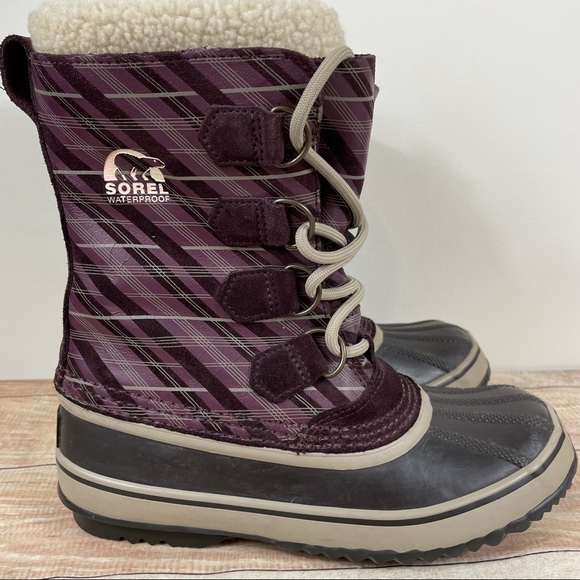 Sorel Shoes - Sorel purple plaid winter snow boots waterproof size 7 women’s